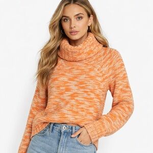 Joie 'Kaine' Chunky-Knit Turtleneck Pullover Sweater, Tiger Lily - Small